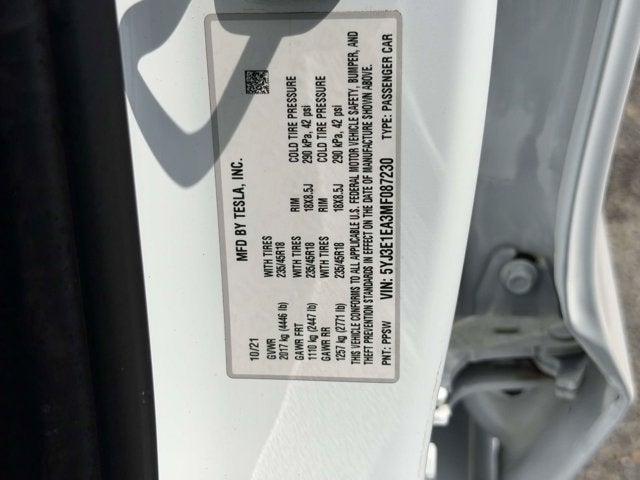 2021 Tesla Model 3 Standard Range Plus