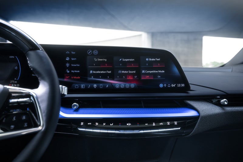 The 2026 OPTIQ-V Display Screen Displaying the V-Mode Settings | Waldorf Cadillac in Waldorf MD