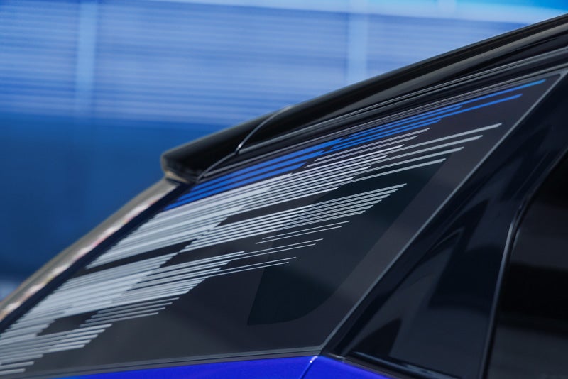 Close-up of the Modern Pattern on the 2026 OPTIQ-V Rear Quarter Glass | Waldorf Cadillac in Waldorf MD